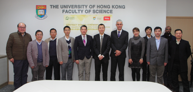 Group photo of representatives from TCL Corporation and HKU Faculty of Science.